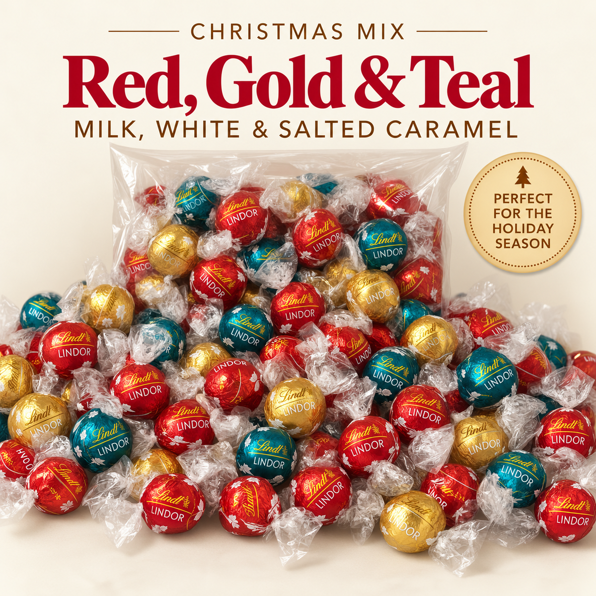 Christmas Mix Lindor Lindt - Milk, White, Salted Caramel